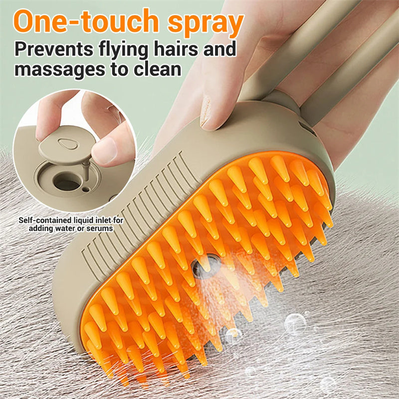 Cat Steam Brush Steamy Dog Brush 3 In 1 Electric Spray Cat Hair Brushes For Massage Pet