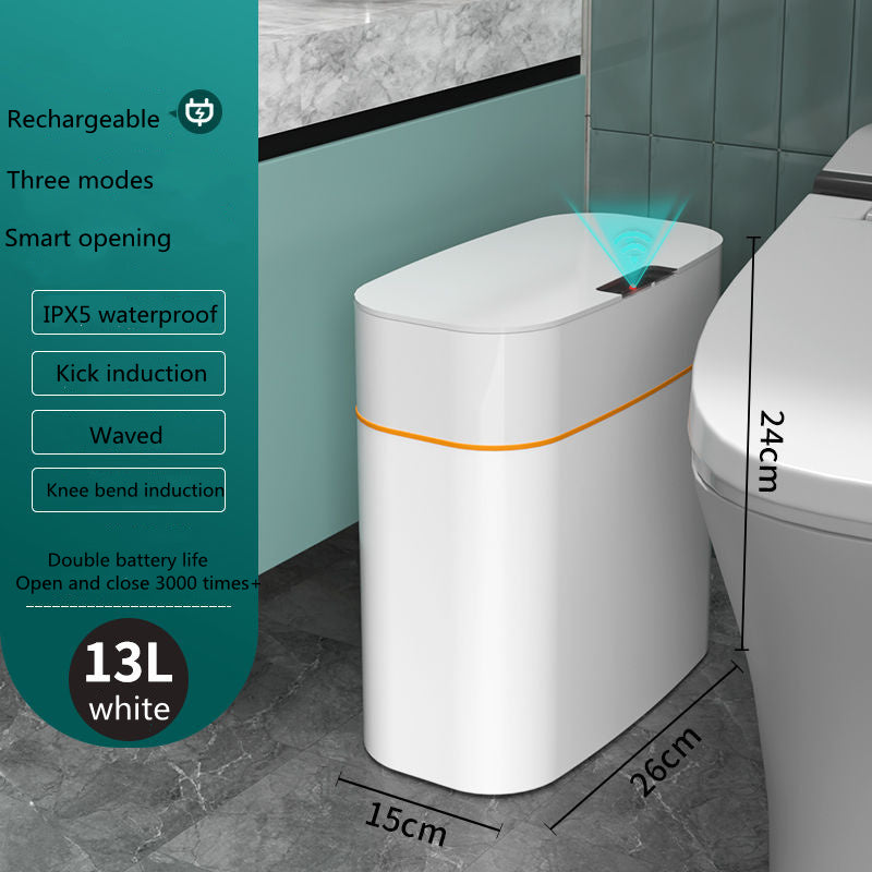 Smart Trash Can With Lid For Bedroom And Living Room Kitchen Storage Box Trash Can Induction Small Car Box Automatic Smart