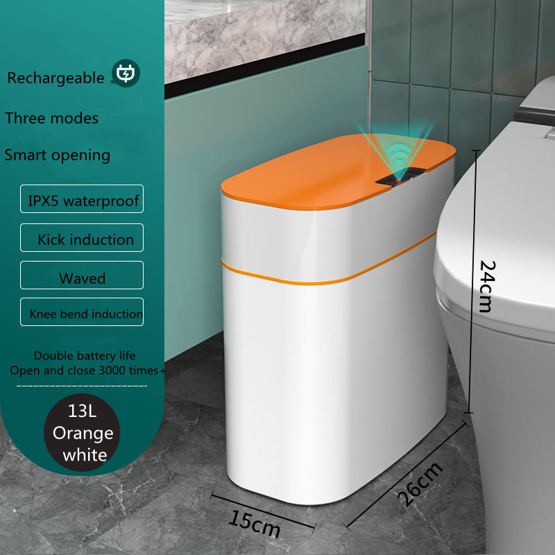 Smart Trash Can With Lid For Bedroom And Living Room Kitchen Storage Box Trash Can Induction Small Car Box Automatic Smart