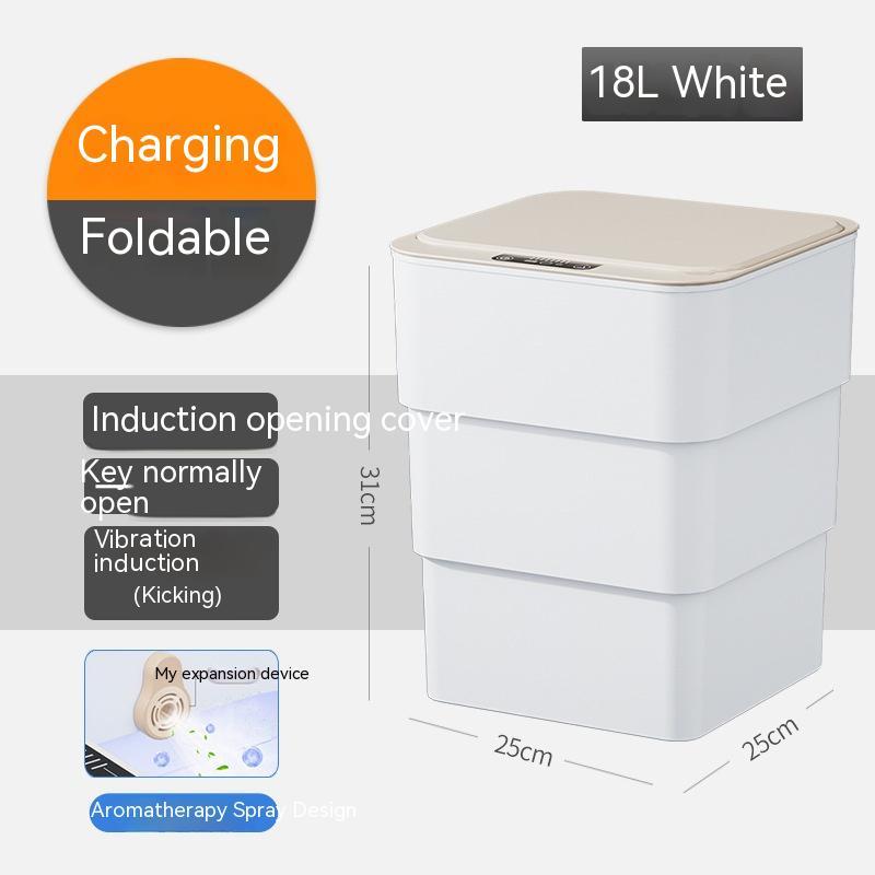 Smart Trash Can With Lid For Bedroom And Living Room Kitchen Storage Box Trash Can Induction Small Car Box Automatic Smart