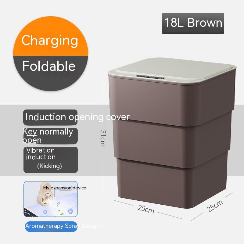Smart Trash Can With Lid For Bedroom And Living Room Kitchen Storage Box Trash Can Induction Small Car Box Automatic Smart