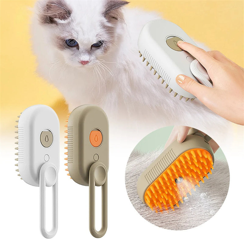 Cat Steam Brush Steamy Dog Brush 3 In 1 Electric Spray Cat Hair Brushes For Massage Pet