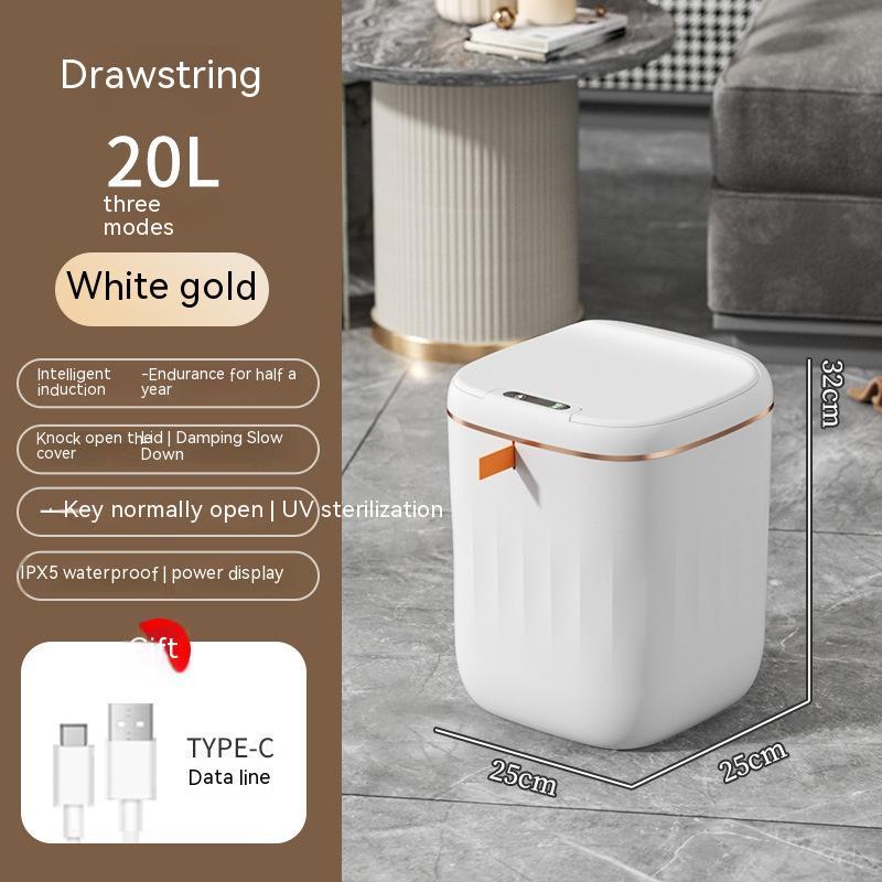 Smart Trash Can With Lid For Bedroom And Living Room Kitchen Storage Box Trash Can Induction Small Car Box Automatic Smart