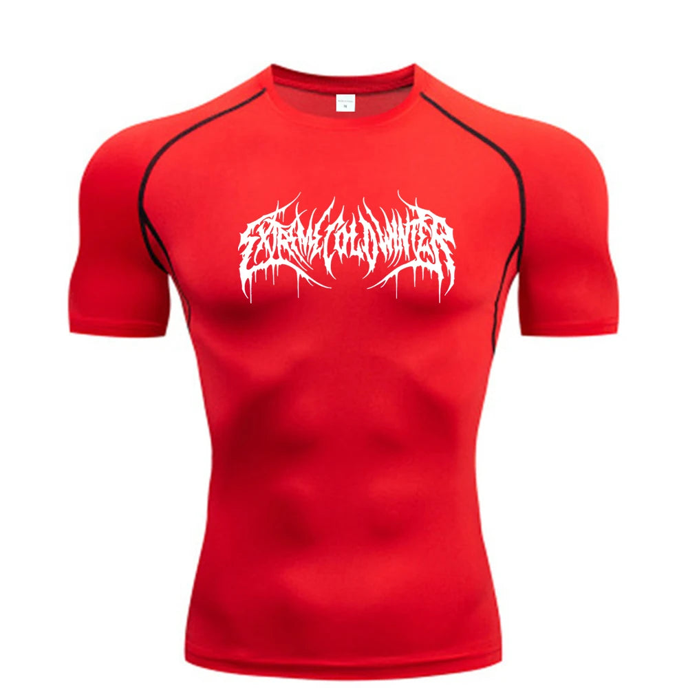 Compression Sweatshirt Short Sleeve Men's Fitness T-Shirt  T-Shirt S-3XL