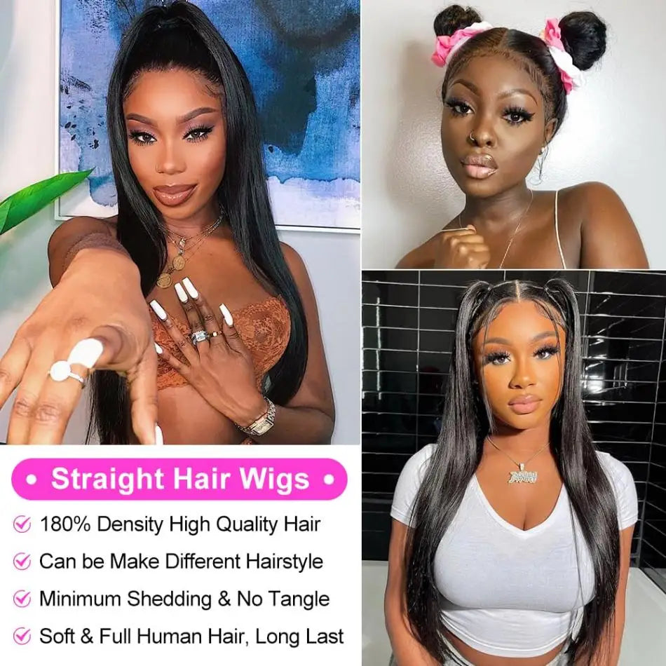 Lace Frontal Black Wig Human Hair 100% Natural Brazilian Transparent Wigs For Women