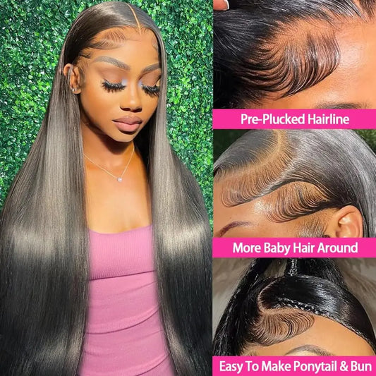Lace Frontal Black Wig Human Hair 100% Natural Brazilian Transparent Wigs For Women