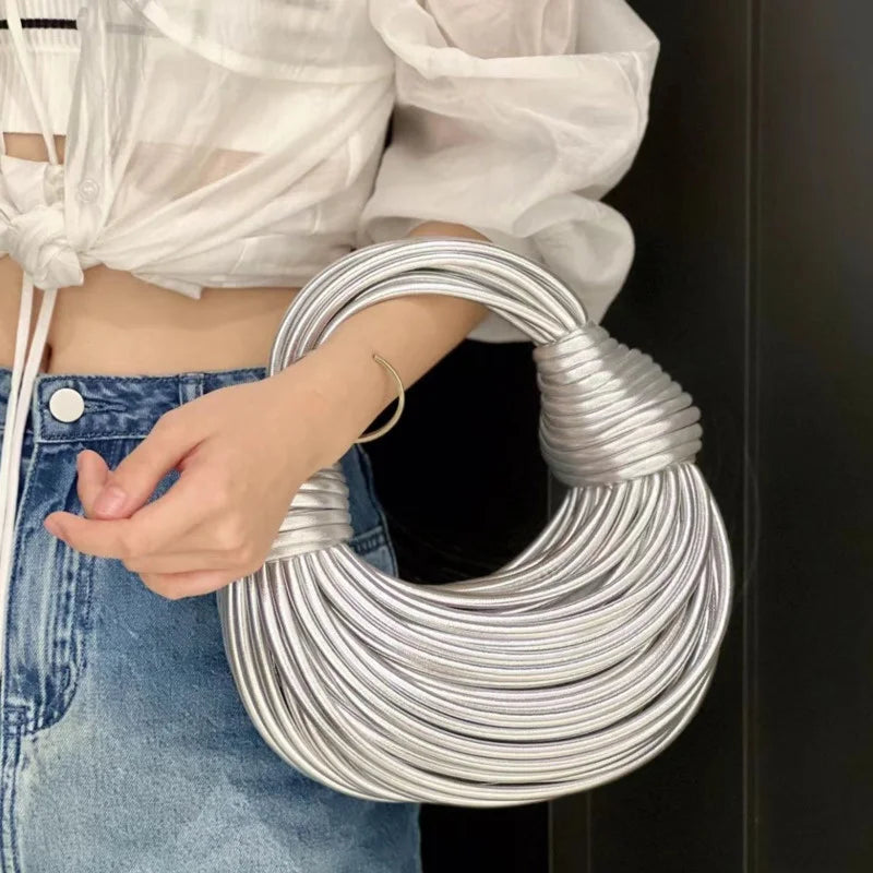 New Gold Luxury Designer Brand Handwoven Noodle Bags Rope