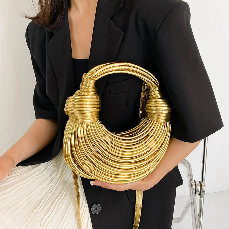 New Gold Luxury Designer Brand Handwoven Noodle Bags Rope