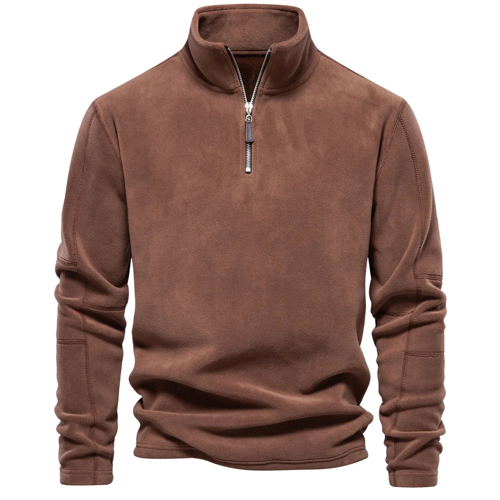 Quality Thicken Warm Fleece Jacket for Men Zipper Neck Pullover