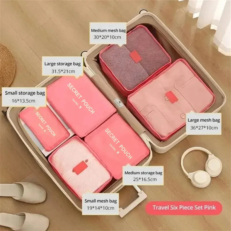 6 Pcs Travel Luggage Storage Bags, Versatile Lightweight Storage Pouch