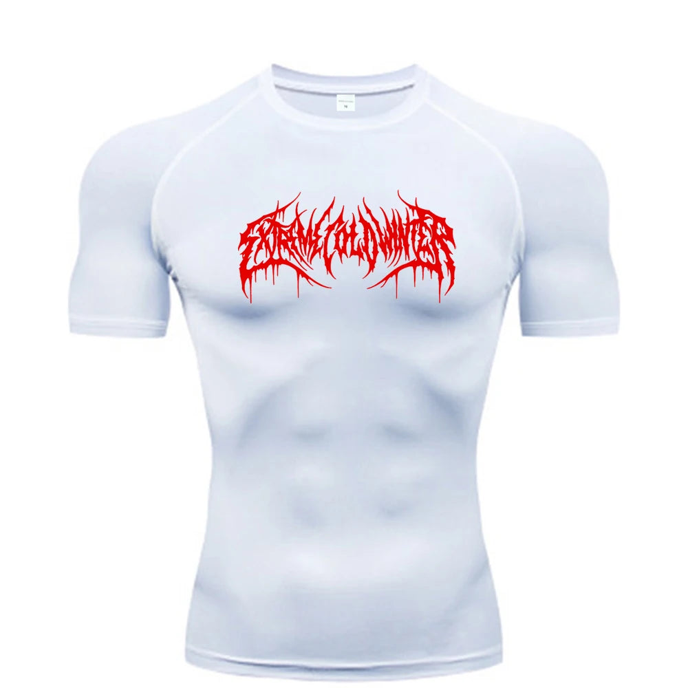 Compression Sweatshirt Short Sleeve Men's Fitness T-Shirt  T-Shirt S-3XL