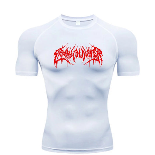 Compression Sweatshirt Short Sleeve Men's Fitness T-Shirt  T-Shirt S-3XL