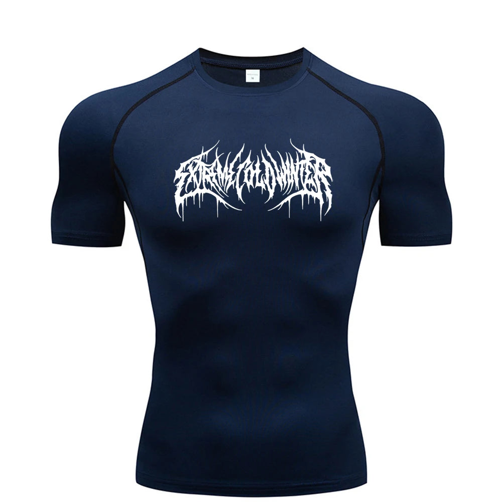 Compression Sweatshirt Short Sleeve Men's Fitness T-Shirt  T-Shirt S-3XL