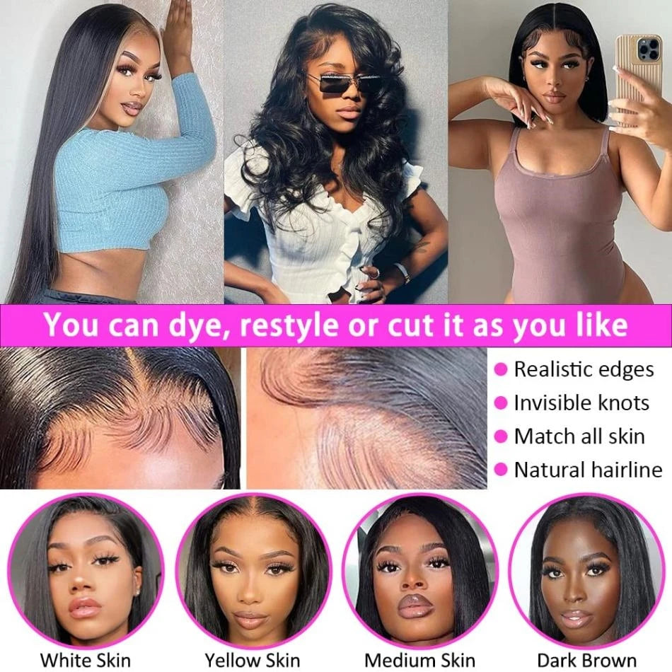 Lace Frontal Black Wig Human Hair 100% Natural Brazilian Transparent Wigs For Women