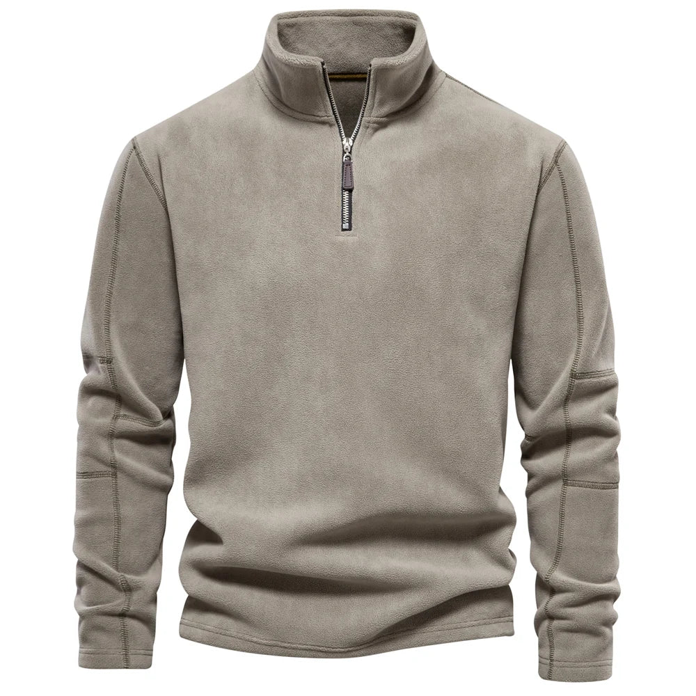Quality Thicken Warm Fleece Jacket for Men Zipper Neck Pullover