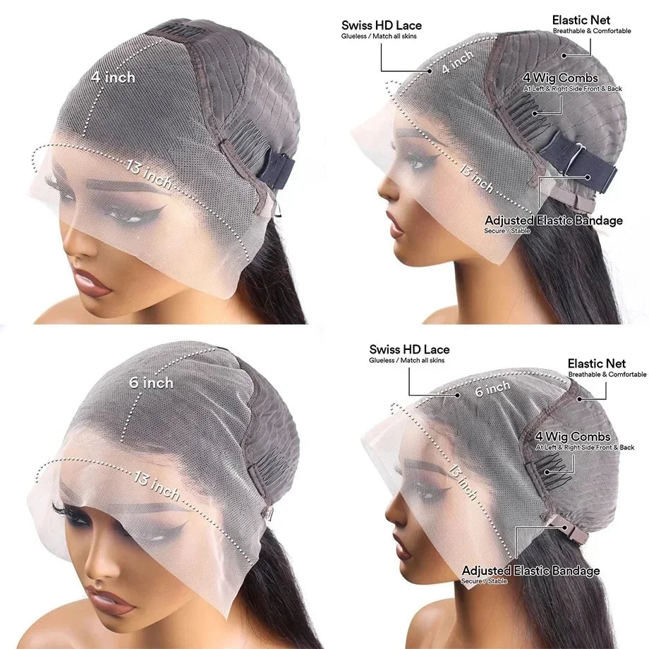 Bone Straight 13x6 Lace Front Wigs Human Hair Brazilian Transparent Wigs For Black Women 13x4 4x4 Hd Lace Frontal Human Hair Wig