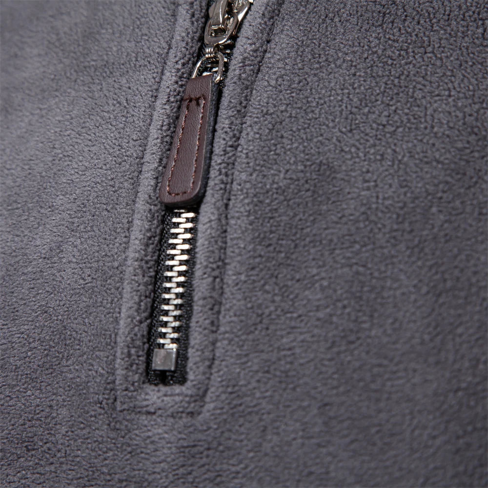 Quality Thicken Warm Fleece Jacket for Men Zipper Neck Pullover