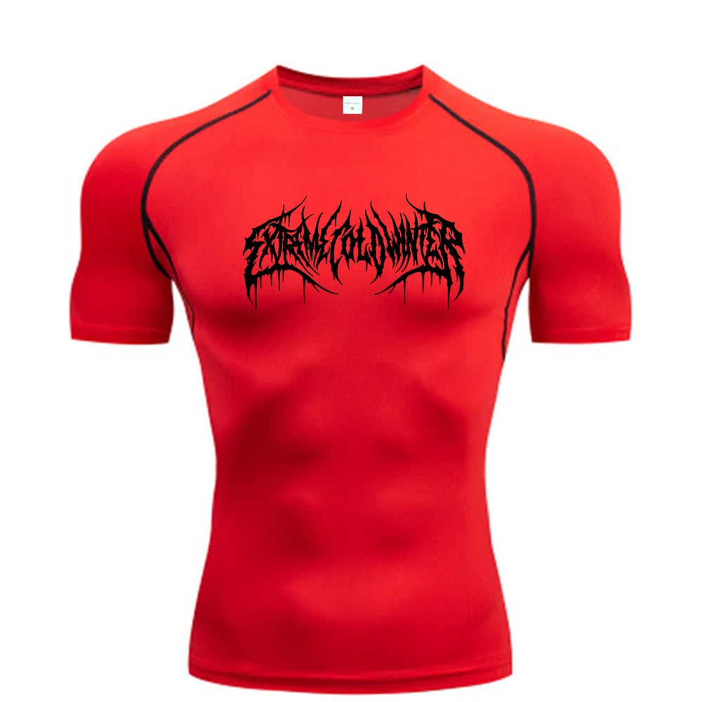 Compression Sweatshirt Short Sleeve Men's Fitness T-Shirt  T-Shirt S-3XL