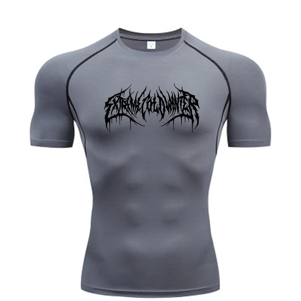 Compression Sweatshirt Short Sleeve Men's Fitness T-Shirt  T-Shirt S-3XL