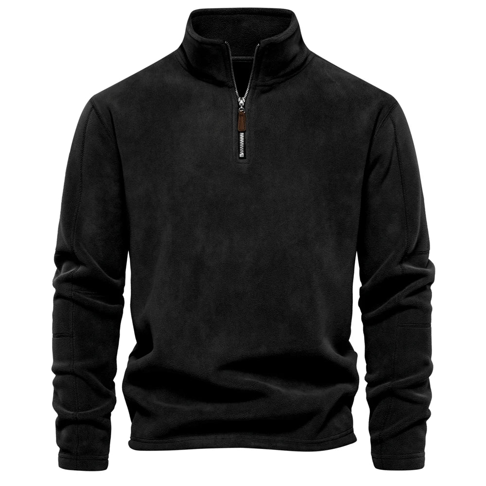 Quality Thicken Warm Fleece Jacket for Men Zipper Neck Pullover
