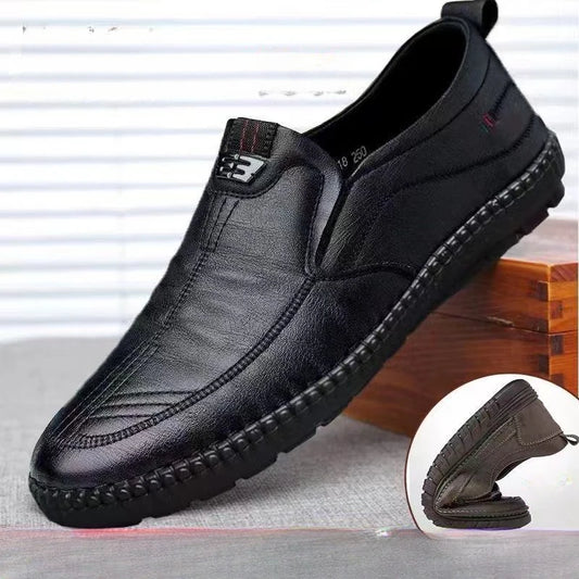 Mens Leather Loafers Non Slip Walking Flats Breathable