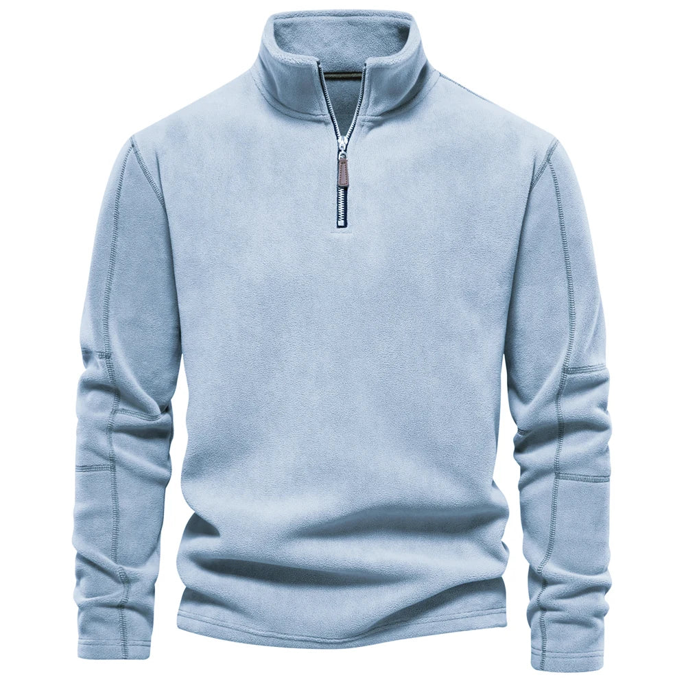 Quality Thicken Warm Fleece Jacket for Men Zipper Neck Pullover