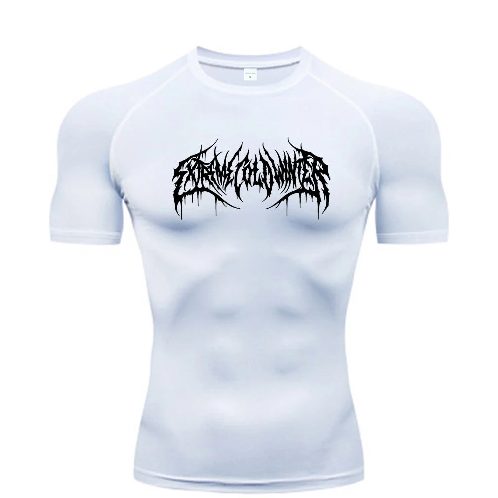Compression Sweatshirt Short Sleeve Men's Fitness T-Shirt  T-Shirt S-3XL
