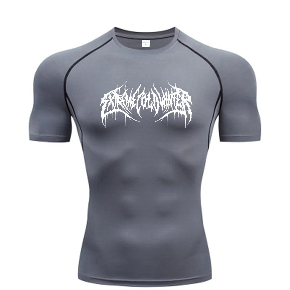 Compression Sweatshirt Short Sleeve Men's Fitness T-Shirt  T-Shirt S-3XL