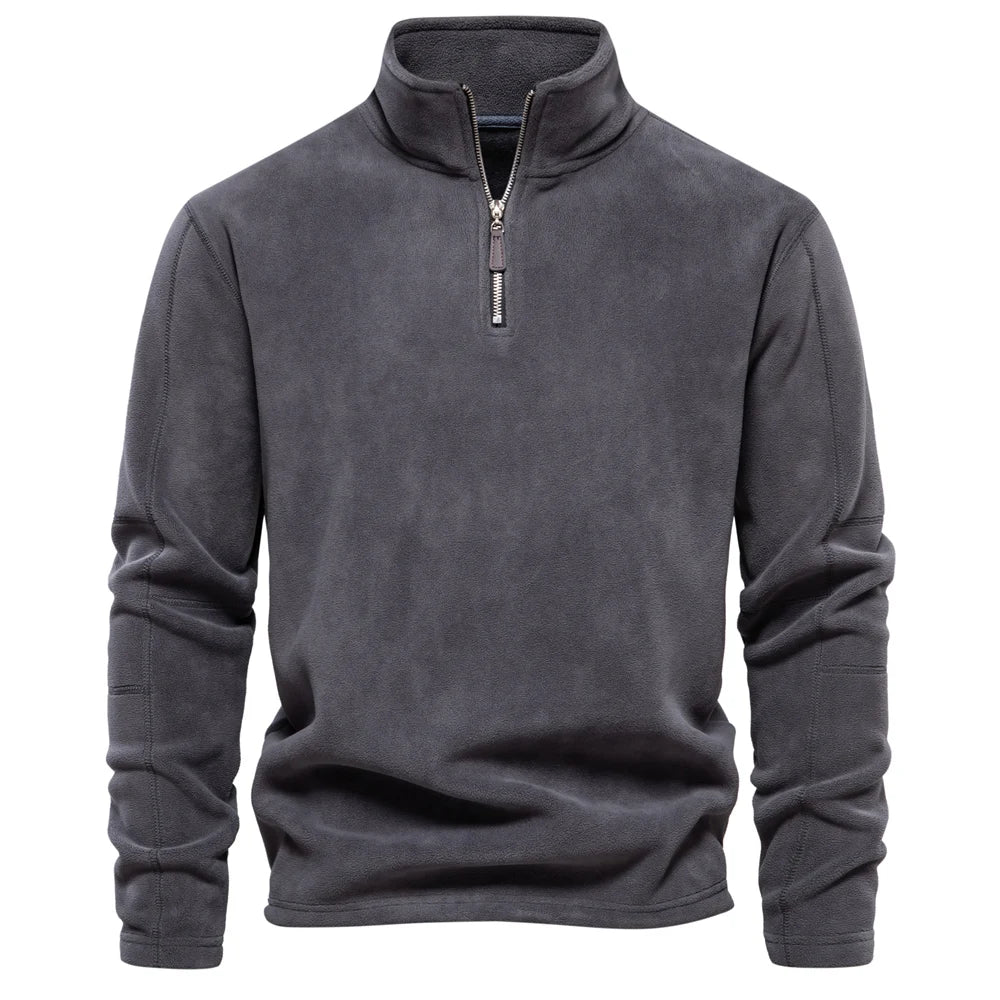 Quality Thicken Warm Fleece Jacket for Men Zipper Neck Pullover
