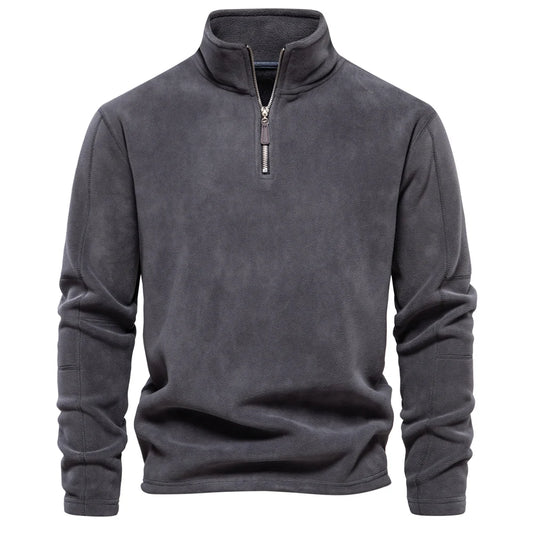 Quality Thicken Warm Fleece Jacket for Men Zipper Neck Pullover