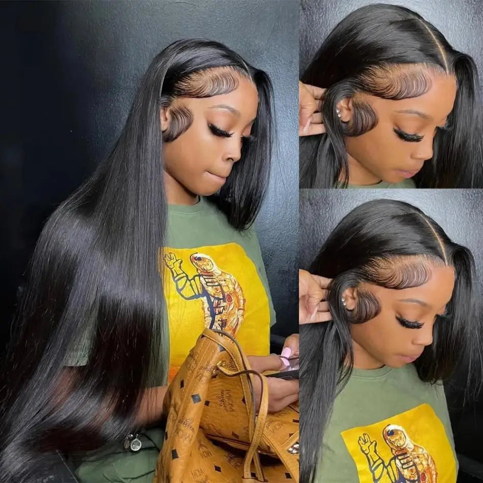 Lace Frontal Black Wig Human Hair 100% Natural Brazilian Transparent Wigs For Women