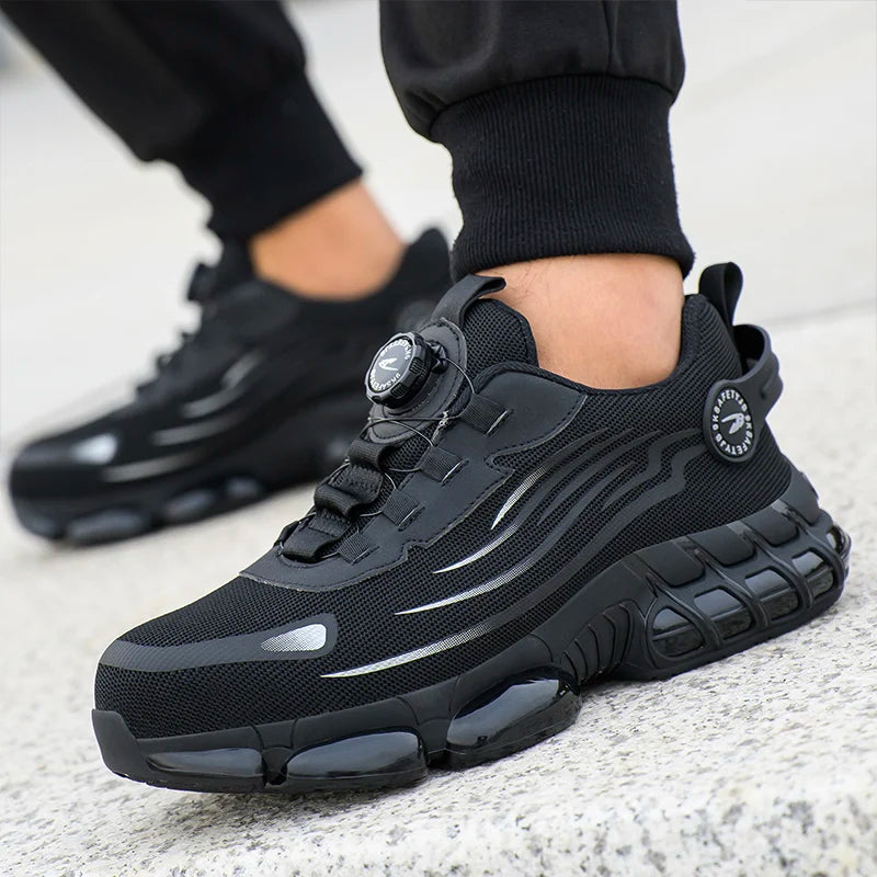 Rotating Button New Safety Shoes Men Anti-smash Anti-puncture Work  Men Sport Shoes Security Protective