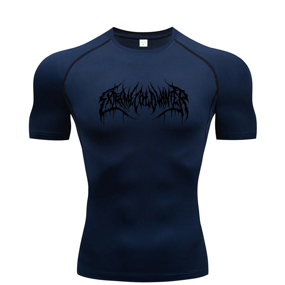 Compression Sweatshirt Short Sleeve Men's Fitness T-Shirt  T-Shirt S-3XL