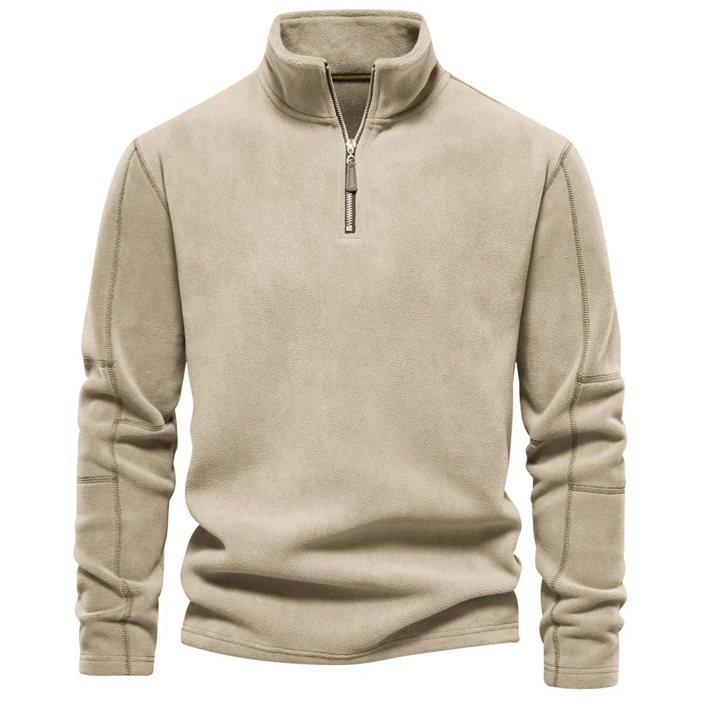 Quality Thicken Warm Fleece Jacket for Men Zipper Neck Pullover