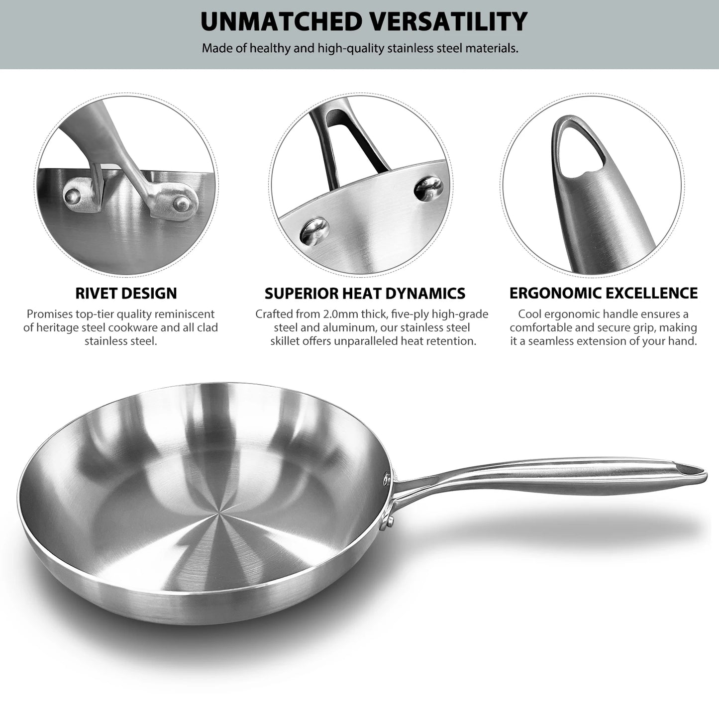 304 Stainless Steel Frying Pan, NonStick Pan Fried Steak Pot