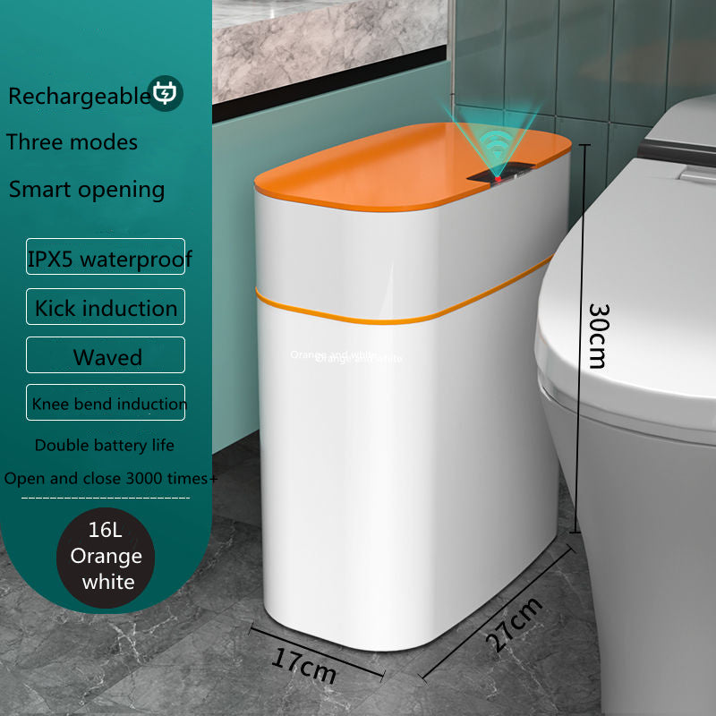 Smart Trash Can With Lid For Bedroom And Living Room Kitchen Storage Box Trash Can Induction Small Car Box Automatic Smart